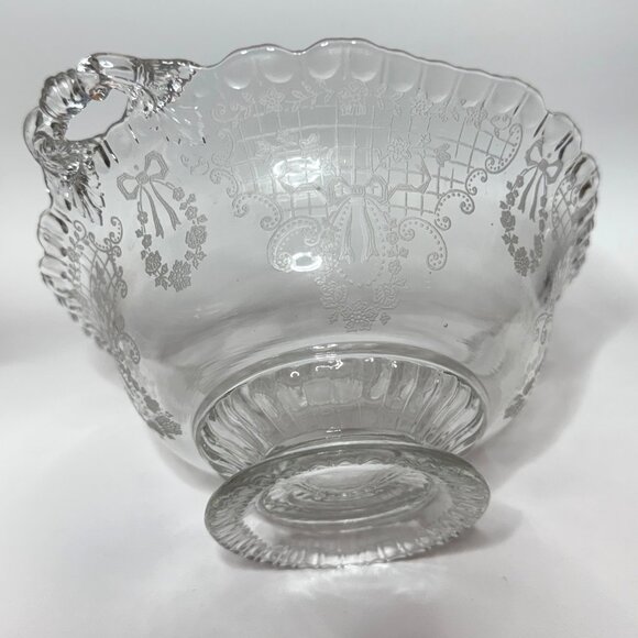 Fostoria Etched Crystal Romance Clear Serving Bowl - Picture 6 of 11